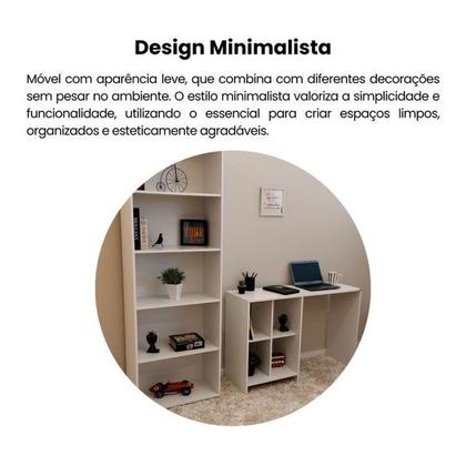 Imagem de Kit 2 Peças com Escrivaninha com 4 Nichos e Estante para Livros 5 Prateleiras