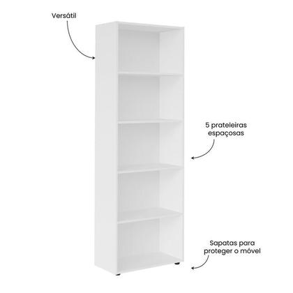 Imagem de Kit 2 Peças com Escrivaninha com 4 Nichos e Estante para Livros 5 Prateleiras