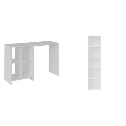 Imagem de Kit 2 Peças com Escrivaninha com 4 Nichos e Estante para Livros 5 Prateleiras