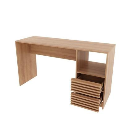 Imagem de Kit 2 Peças com Escrivaninha com Ripado 2 Gavetas 1 Nicho com Cadeira para Escritório Diretor Tela Mesh