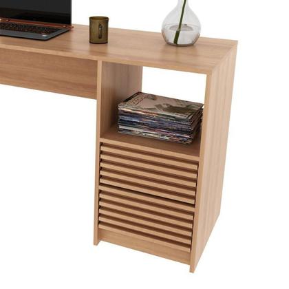 Imagem de Kit 2 Peças com Escrivaninha com Ripado 2 Gavetas 1 Nicho com Cadeira para Escritório Diretor Tela Mesh