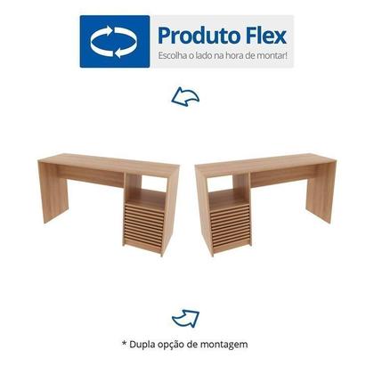 Imagem de Kit 2 Peças com Escrivaninha com Ripado 2 Gavetas 1 Nicho com Cadeira para Escritório Diretor Tela Mesh