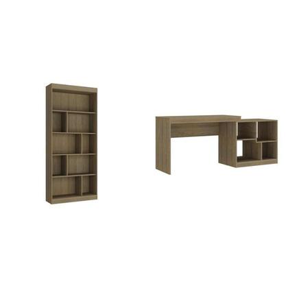 Imagem de Kit 2 Peças com Escrivaninha e Estante para Livros Manila Espresso Móveis