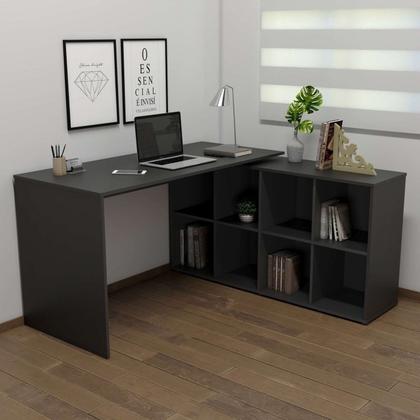 Imagem de Kit 2 Peças com Escrivaninha em L 8 Nichos e Estante Livreiro