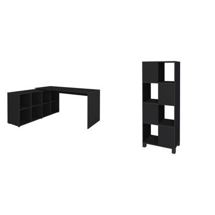 Imagem de Kit 2 Peças com Escrivaninha em L 8 Nichos e Estante Livreiro