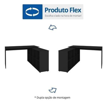 Imagem de Kit 2 Peças com Escrivaninha em L 8 Nichos e Estante Livreiro