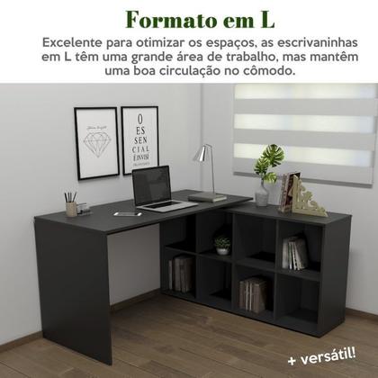Imagem de Kit 2 Peças com Escrivaninha em L 8 Nichos e Estante Livreiro
