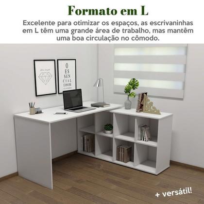 Imagem de Kit 2 Peças com Escrivaninha em L 8 Nichos e Gaveteiro Bit Organizador 4 Gavetas com Chave