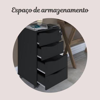 Imagem de Kit 2 Peças com Escrivaninha em L 8 Nichos e Gaveteiro Bit Organizador 4 Gavetas com Chave