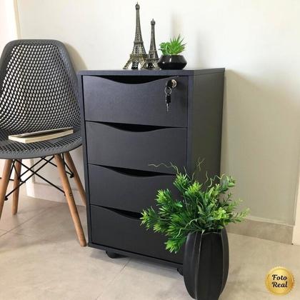 Imagem de Kit 2 Peças com Escrivaninha em L 8 Nichos e Gaveteiro Bit Organizador 4 Gavetas com Chave