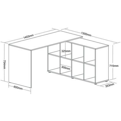 Imagem de Kit 2 Peças com Escrivaninha em L 8 Nichos e Gaveteiro Bit Organizador 4 Gavetas com Chave