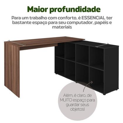 Imagem de Kit 2 Peças com Escrivaninha em L 8 Nichos e Gaveteiro Bit Organizador 4 Gavetas com Chave