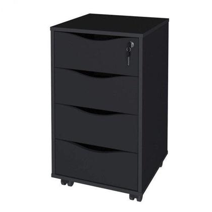 Imagem de Kit 2 Peças com Escrivaninha em L 8 Nichos e Gaveteiro Bit Organizador 4 Gavetas com Chave