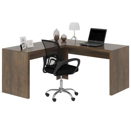 Imagem de Kit 2 Peças com Escrivaninha em L Angular com Cadeira de Escritório Diretor Tela Mesh