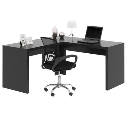 Imagem de Kit 2 Peças com Escrivaninha em L Angular com Cadeira de Escritório Diretor Tela Mesh