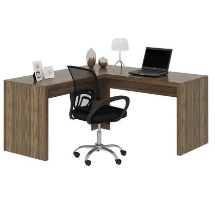 Imagem de Kit 2 Peças com Escrivaninha em L Angular com Cadeira de Escritório Diretor Tela Mesh