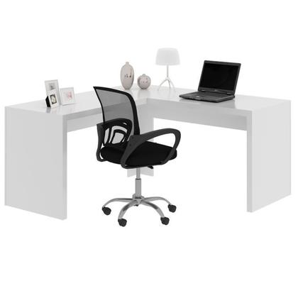 Imagem de Kit 2 Peças com Escrivaninha em L Angular com Cadeira de Escritório Diretor Tela Mesh