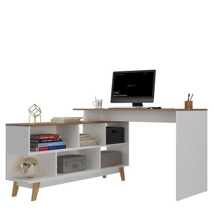 Imagem de Kit 2 Peças com Escrivaninha em L e Estante 1 Porta Retrô