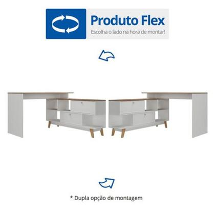 Imagem de Kit 2 Peças com Escrivaninha em L e Estante 1 Porta Retrô