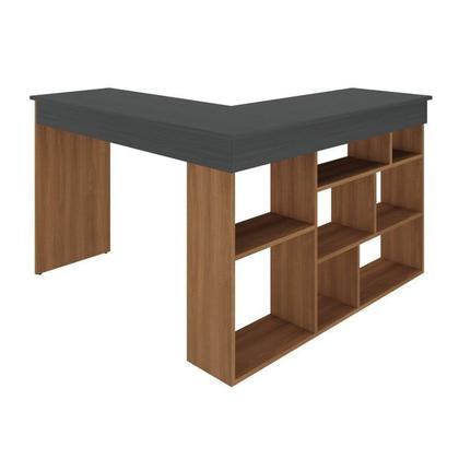 Imagem de Kit 2 Peças com Escrivaninha em L e Estante para Livros Andorra Espresso Móveis