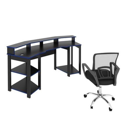 Imagem de Kit 2 Peças com Mesa Gamer ME4167 com Cadeira de Escritório Diretor Tela Mesh