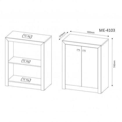 Imagem de Kit 2 Peças com Mesa para Escritório em L e Armário Multiuso Baixo