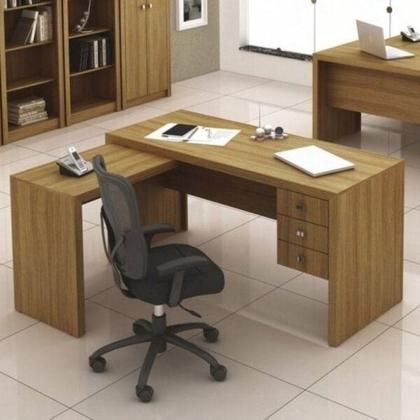 Imagem de Kit 2 Peças com Mesa para Escritório em L e Estante Livreiro