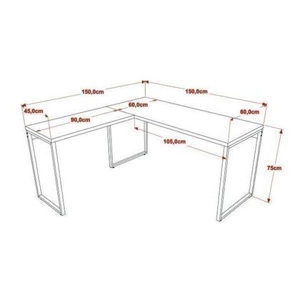 Kit 2 Peças com Mesa para Escritorio em L Industrial 150cm Kuadra e Cadeira de Escritório Diretor Tok - Espresso Móveis Imagem de Kit 2 Peças com Mesa para Escritorio em L Industrial 150cm Kuadra e Cadeira de Escritório Diretor Tok