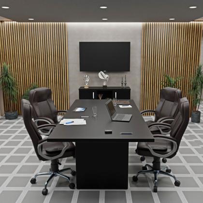 Imagem de Kit 2 Peças com Mesa Reunião 6 Lugares e Armário Baixo Credenza Office