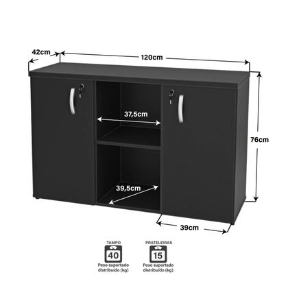 Imagem de Kit 2 Peças com Mesa Reunião 6 Lugares e Armário Baixo Credenza Office