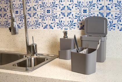 Imagem de Kit 2 Peças Cozinha Lixeira 2,5 Litros Organizador Porta Detergente Pia Trium - Ou