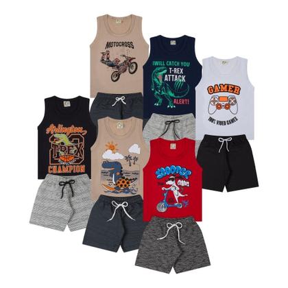 Imagem de Kit 2 Peças de Roupas Infantil e Juvenil Menino 1 Regata + 1 Bermuda