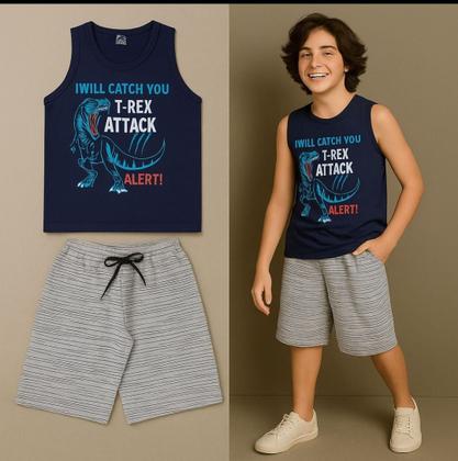 Imagem de Kit 2 Peças de Roupas Infantil e Juvenil Menino 1 Regata + 1 Bermuda