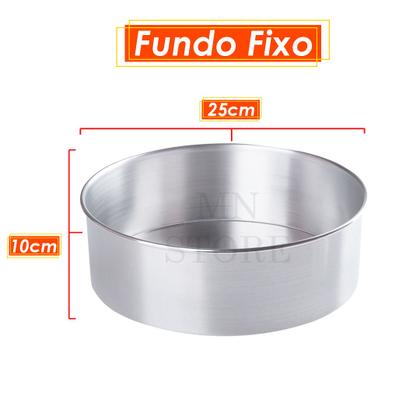 Imagem de Kit 2 Peças Forma Fundo Fixo Bolo Torta Redonda 25x10 Alumínio