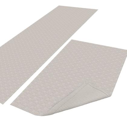 Imagem de Kit 2 Peças Tapete Passadeira e Capacho Antiderrapante 1.30m X 45cm Decoração Cozinha Tear Artesanal Algodão Rústico Cru Off-White