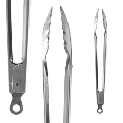 Imagem de Kit 2 Pegadores Inox para Alimentos 30Cm Trava Abre e Fecha