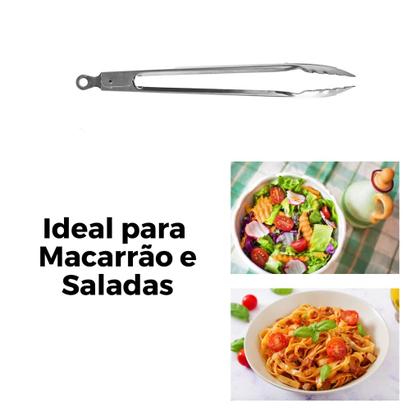Imagem de Kit 2 Pegadores Inox para Alimentos 30Cm Trava Abre e Fecha