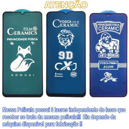 Imagem de kit 2 Películas 9d Privacidade Fosca Cerâmica Compatível Com Samsung Galaxy A04 A05 A14 A34 A35 A54 A55  Todos os Modelos