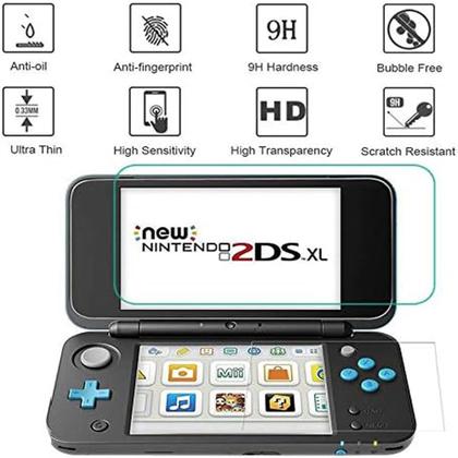 Imagem de Kit 2 Peliculas de Vidro Protetora 9H Para Console Nintendo New 2ds XL e LL Para Tela Superior Inferior