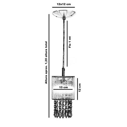 Imagem de Kit 2 Pendente Cupula Redondo ClearFio Cristal Acr. Marrom