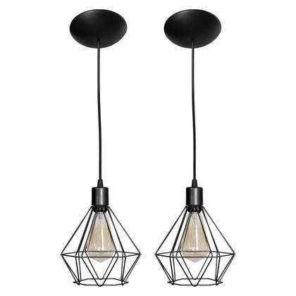 Imagem de Kit 2 Pendente Diamante Preto Moderno Lustre Luminária Teto