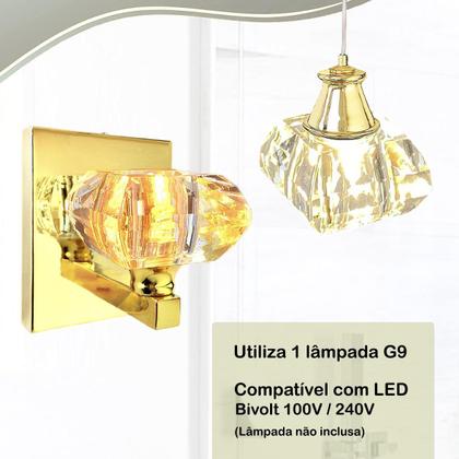 Imagem de Kit 2 Pendente E Arandela De Cristal Para Quarto Dourado G9