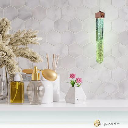 Imagem de Kit 2 Pendente Empire Led Cristal Com Bolhas 3 Cores Em 1- Cinderella Decor