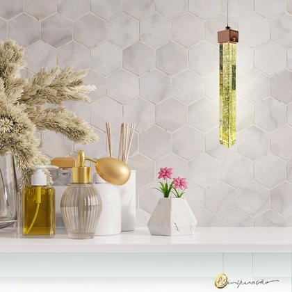 Imagem de Kit 2 Pendente Empire Led Cristal Com Bolhas 3 Cores Em 1- Cinderella Decor