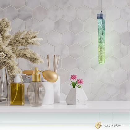 Imagem de Kit 2 Pendente Empire Led Cristal Com Bolhas 3 Cores Em 1- Cinderella Decor