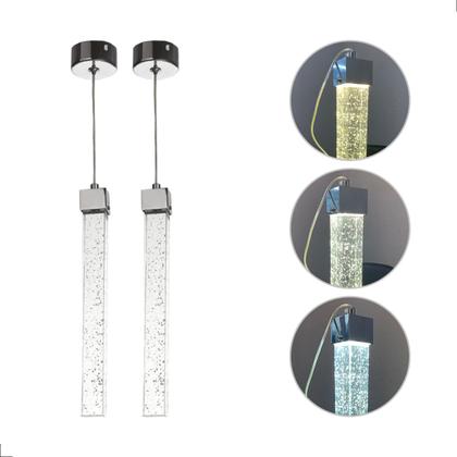 Imagem de Kit 2 Pendente Empire Led Cristal Com Bolhas 3 Cores Em 1- Cinderella Decor