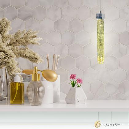 Imagem de Kit 2 Pendente Empire Led Cristal Com Bolhas 3 Cores Em 1- Cinderella Decor