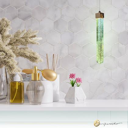 Imagem de Kit 2 Pendente Empire Led Cristal Com Bolhas 3 Cores Em 1- Cinderella Decor