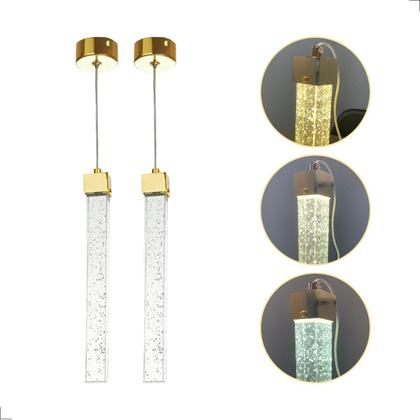Imagem de Kit 2 Pendente Empire Led Cristal Com Bolhas 3 Cores Em 1- Cinderella Decor