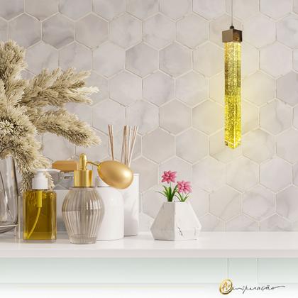 Imagem de Kit 2 Pendente Empire Led Cristal Com Bolhas 3 Cores Em 1- Cinderella Decor